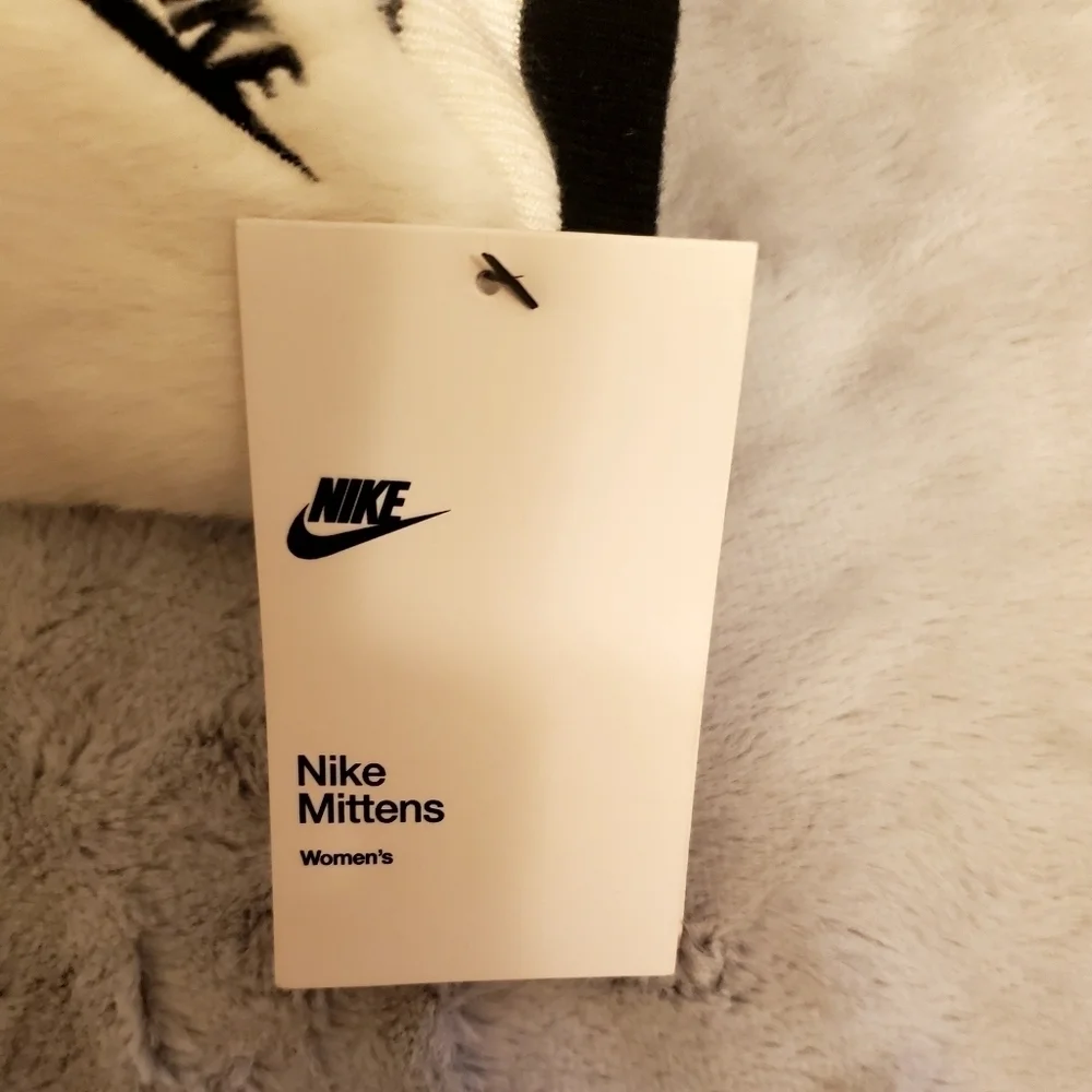 Nike White Faux Fur Mittens Size XS-S